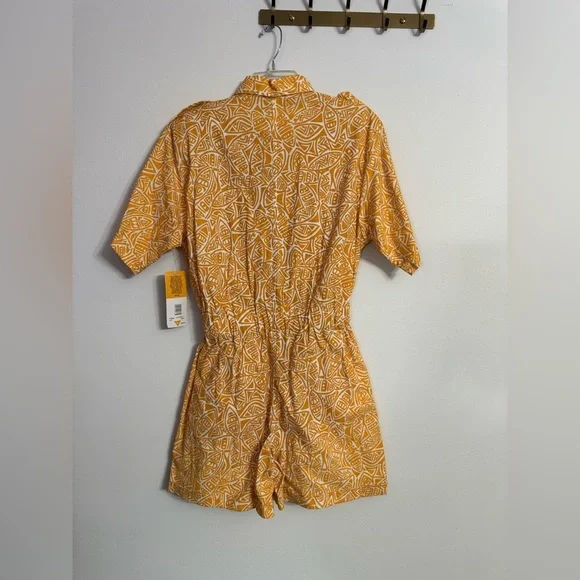 NWT Dreams Vintage 80s Cotton Romper Yellow Abstract Print Size Large L - Picture 6 of 6